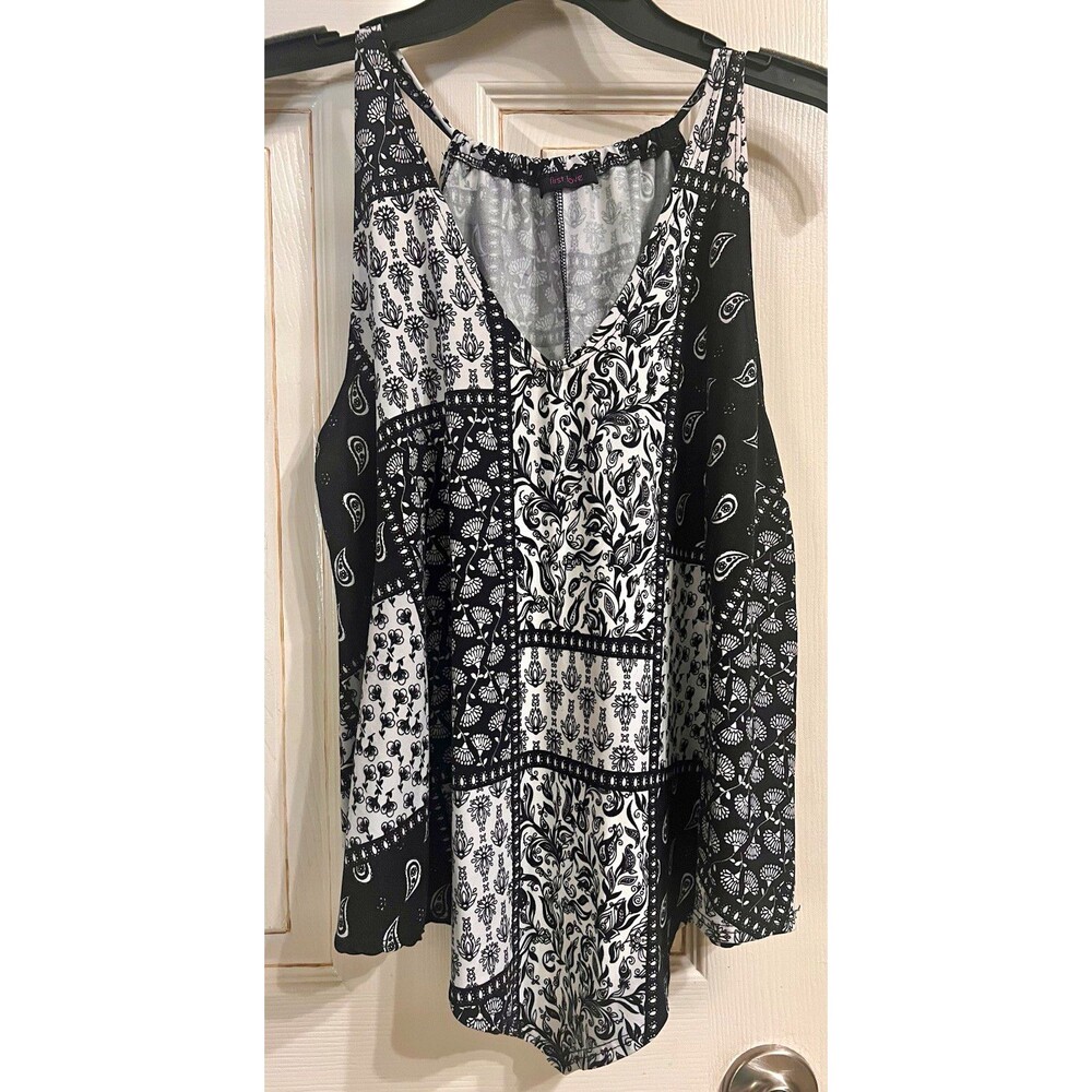 First Love Y2K Patchwork Racerback Handkerchief Hem Top Medium Boho Sleeveless